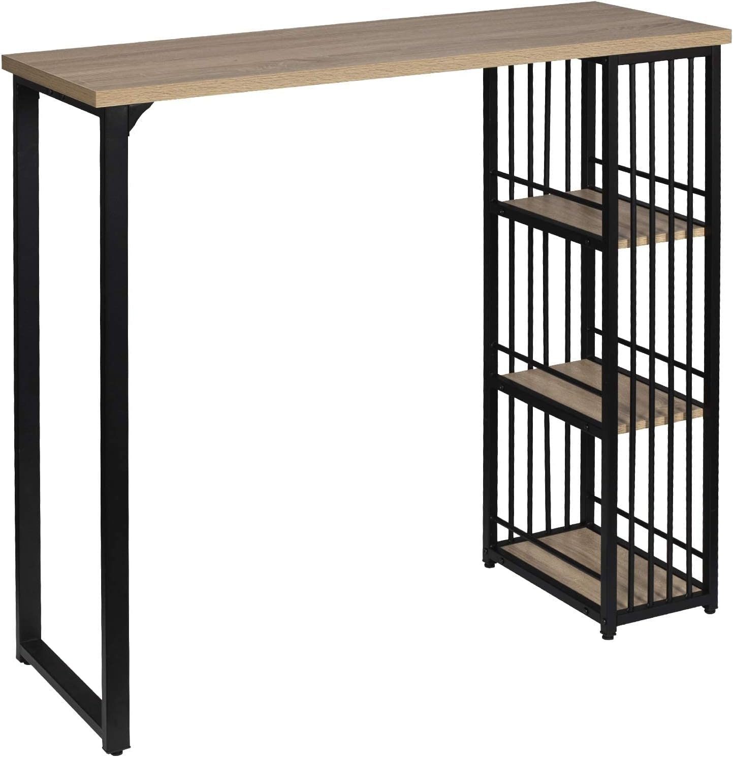 Woltu Bartisch, Stehtisch mit 3 Ablagefläche Metallgestell, MDF, 120x40x105cm
