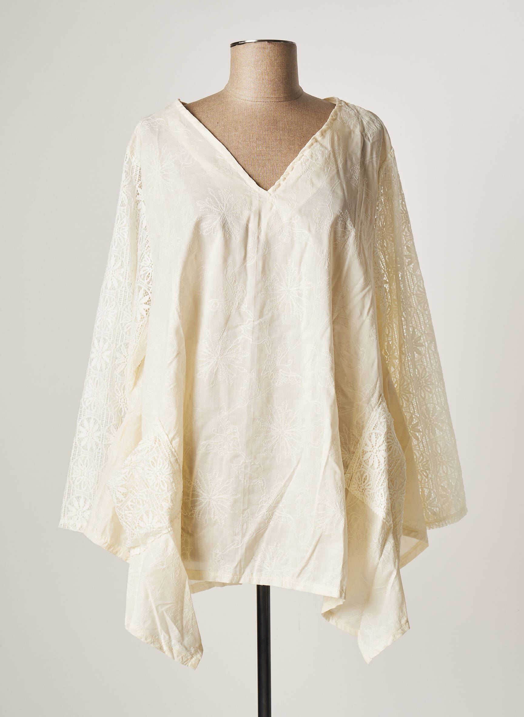 Tendance Unique Tuniquemanchelongue Femme couleur beige