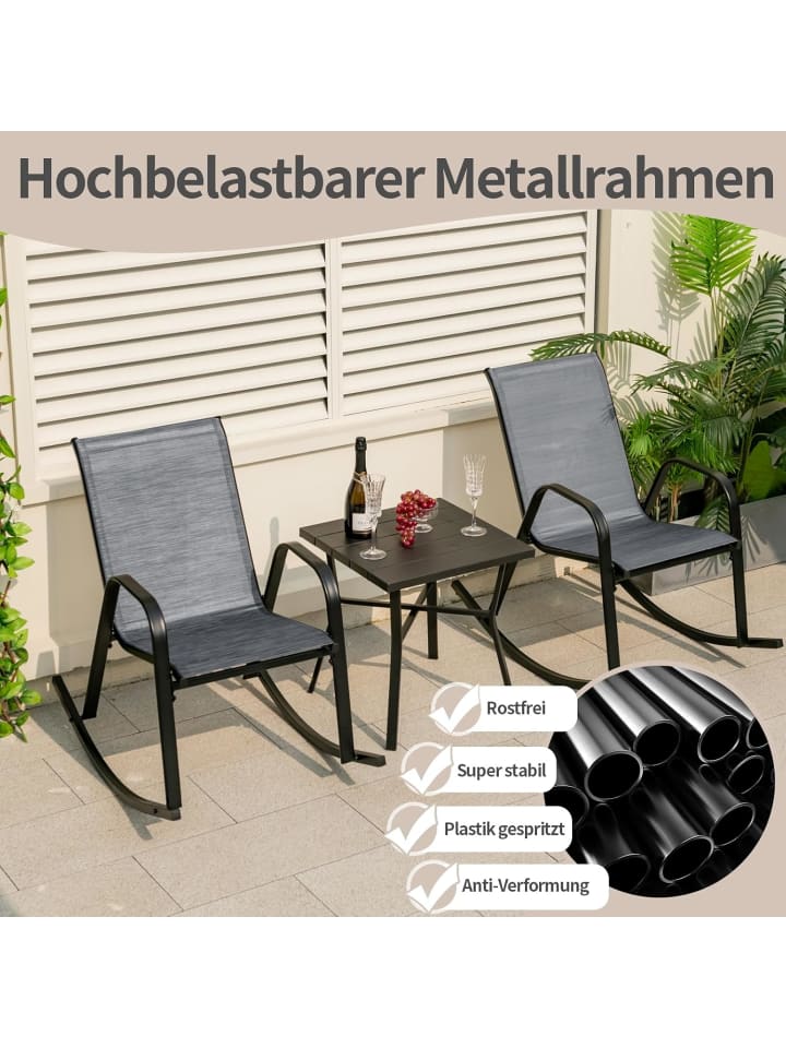 COSTWAY 2er Set Schaukelstühle in Grau günstig kaufen onesize