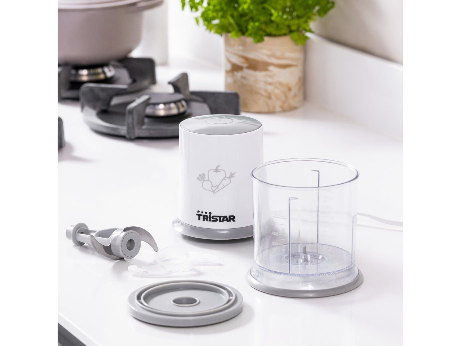 Tristar Zerkleinerer, 200 W, Elektrischer Food Chop-per Mehrzweck Zwiebel Gemüse-Schneider Mixer