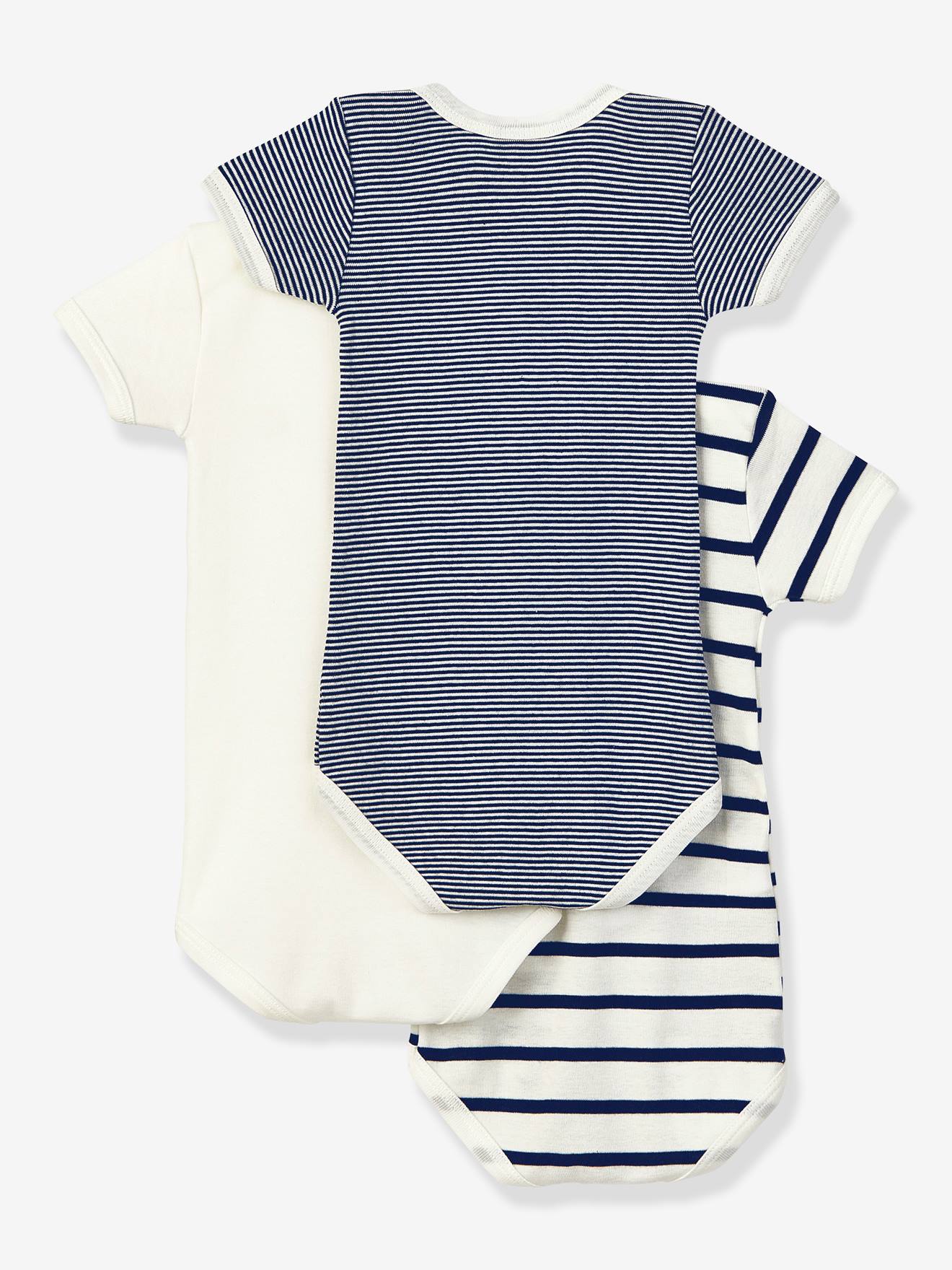Petit Bateau 3er-Pack Baby Kurzarmbodys PETIT BATEAU, Bio-Baumwolle - weiß
