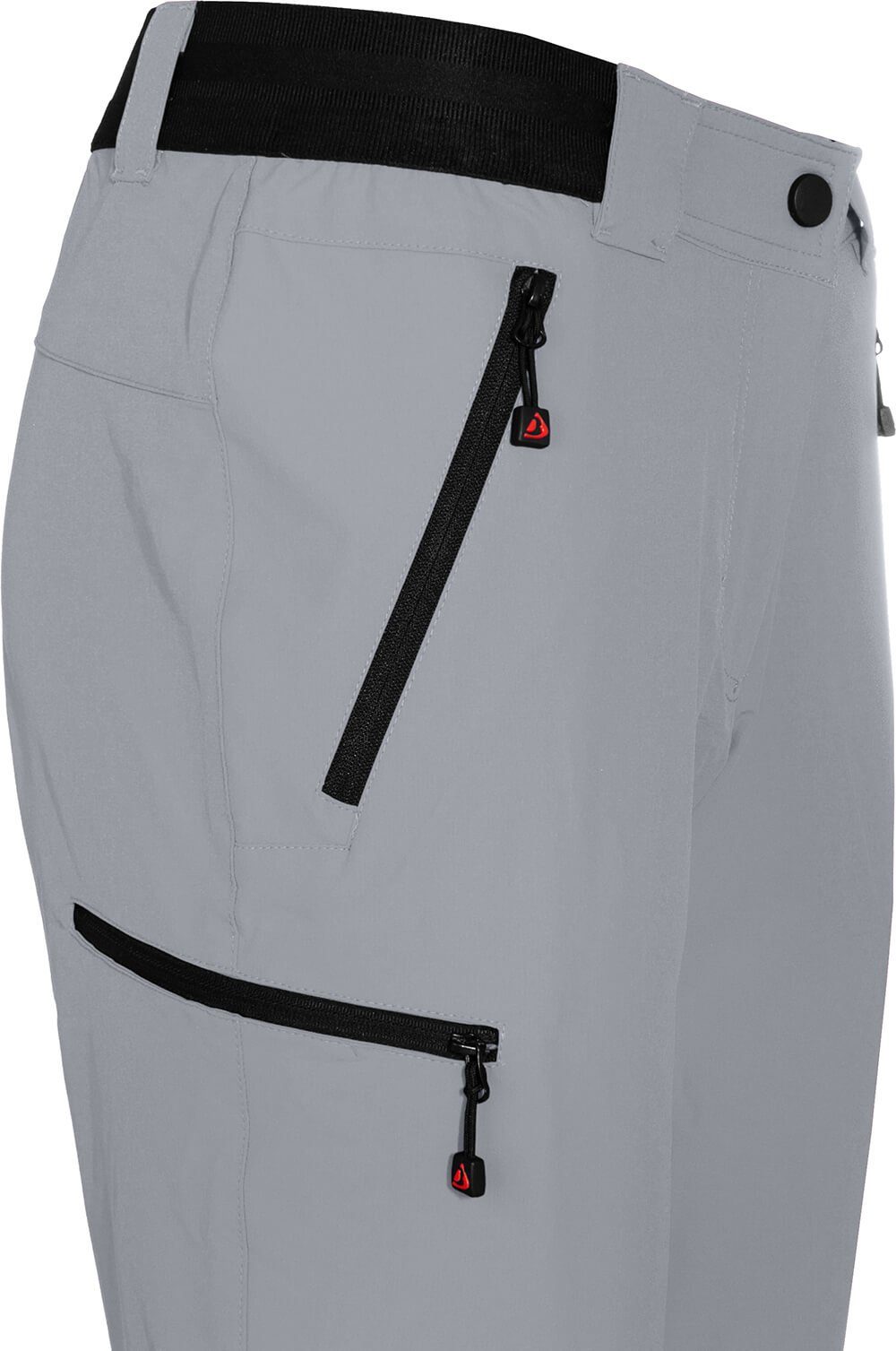 Bergson Zip-off-Hose VIDAA COMFORT Zipp-Off Damen Wanderhose, leicht, strapazierfähig, Kurzgrößen, hellgrau