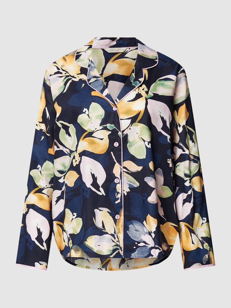 Pyjama-Oberteil mit floralem Muster Modell 'Estelle' in marineblau