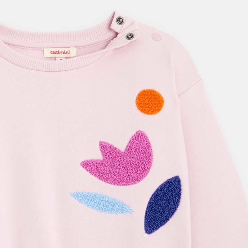 Sweat bébé fille molleton broderie bouclette violet Catimini
