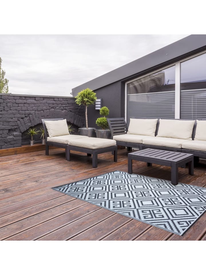 Esschert Design Outdoorteppich in Schwarz-weiß günstig kaufen onesize