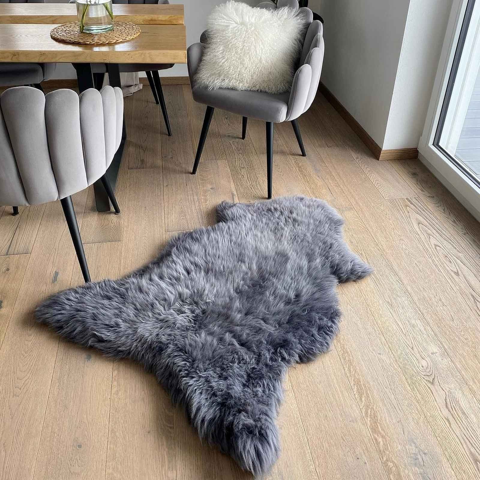 Fellteppich, Hollert, Australisches Merino Lammfell Grau Schaffell Echtfell Teppich Läufer