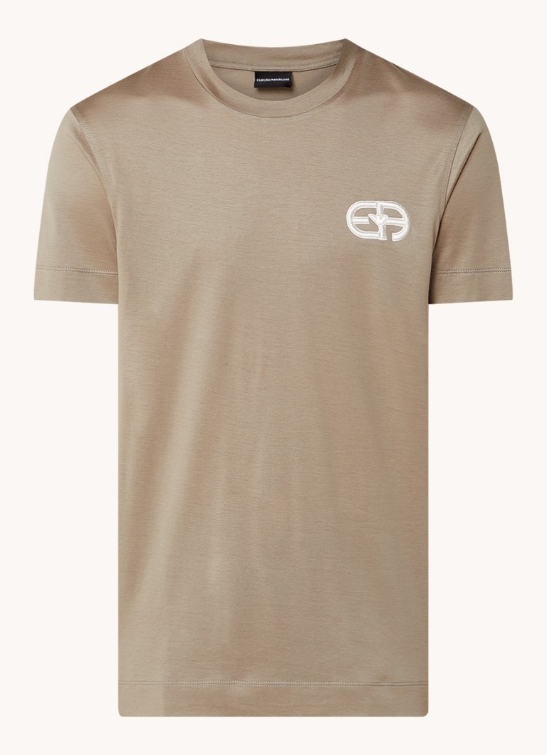 Tricou Emporio Armani din amestec de lyocell cu logo brodat