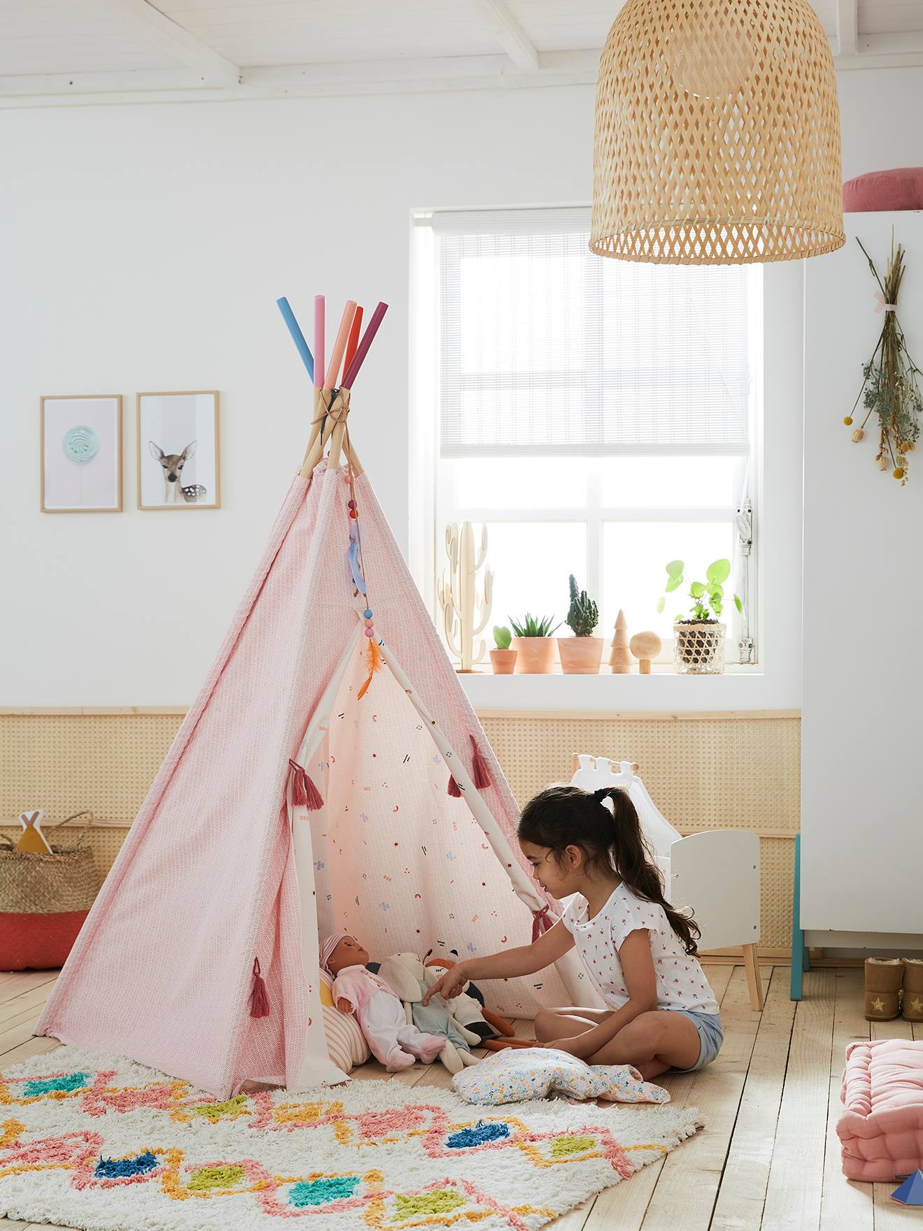 Tipi réversible Petite Sioux rose