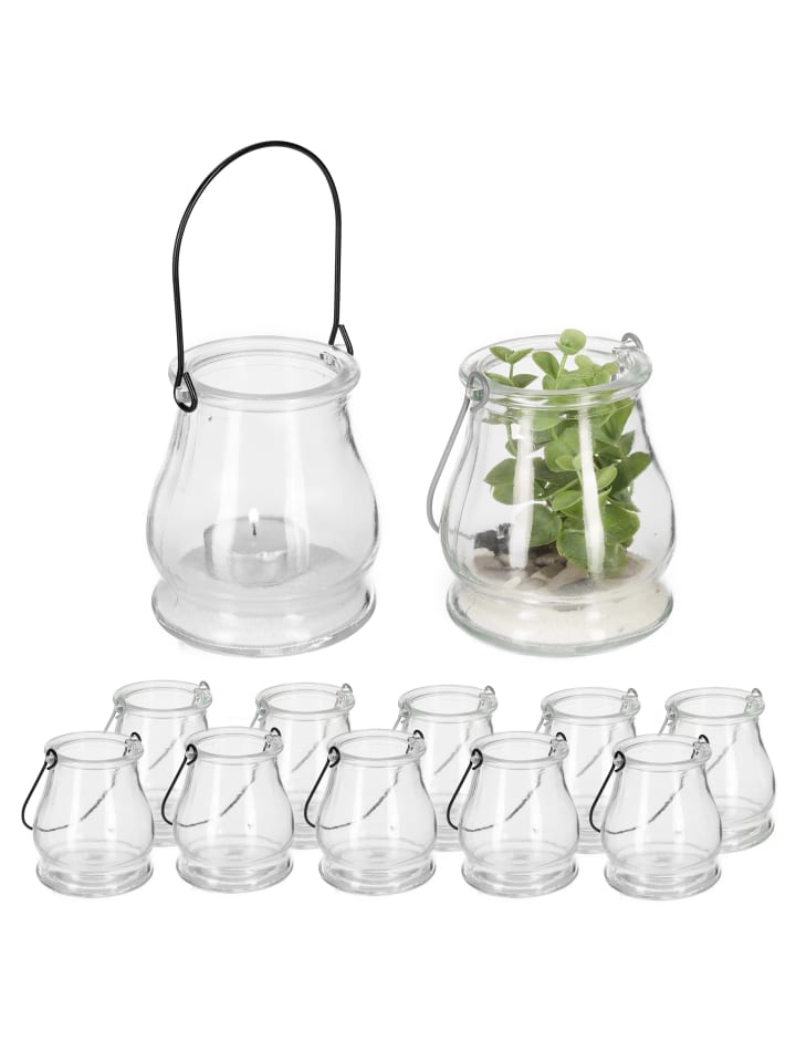 relaxdays 12x Windlicht in Transparent - (H)10 x Ø 8,5 cm günstig kaufen onesize