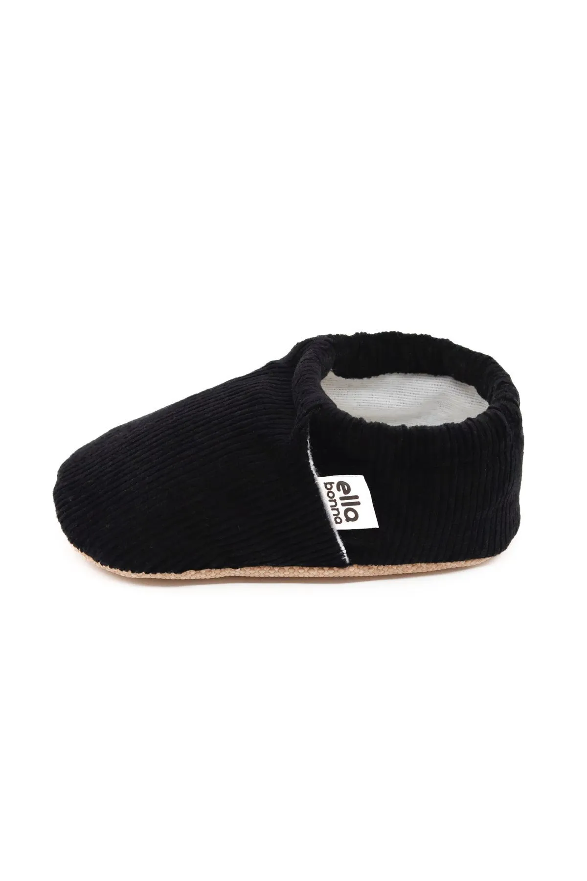 Ella Bonna  Rutschfeste Sohle, Futter aus Bio-Baumwolle, Babyschuhe aus Cord in Schwarz