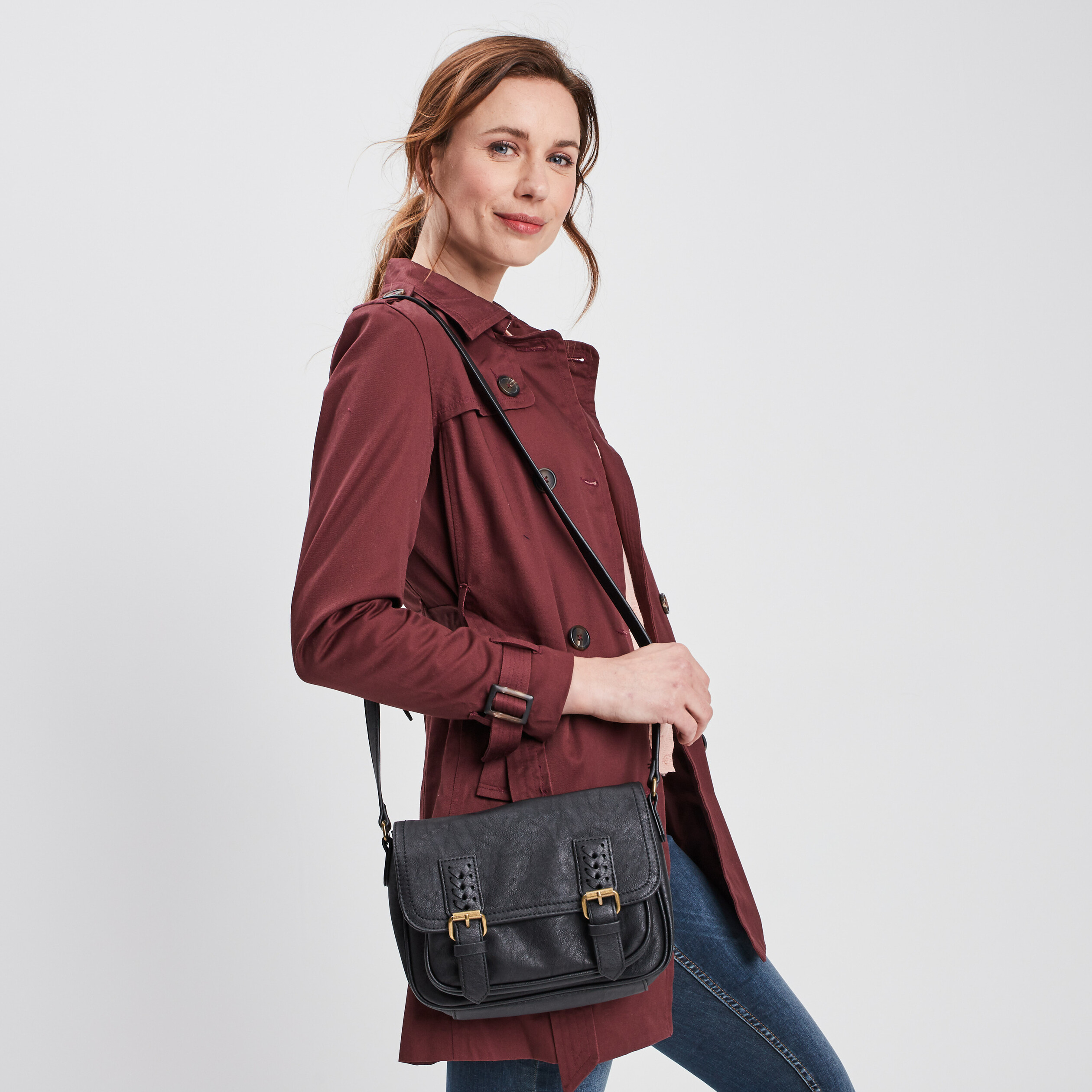 Sac cartable à bandoulière noir femme | La Halle