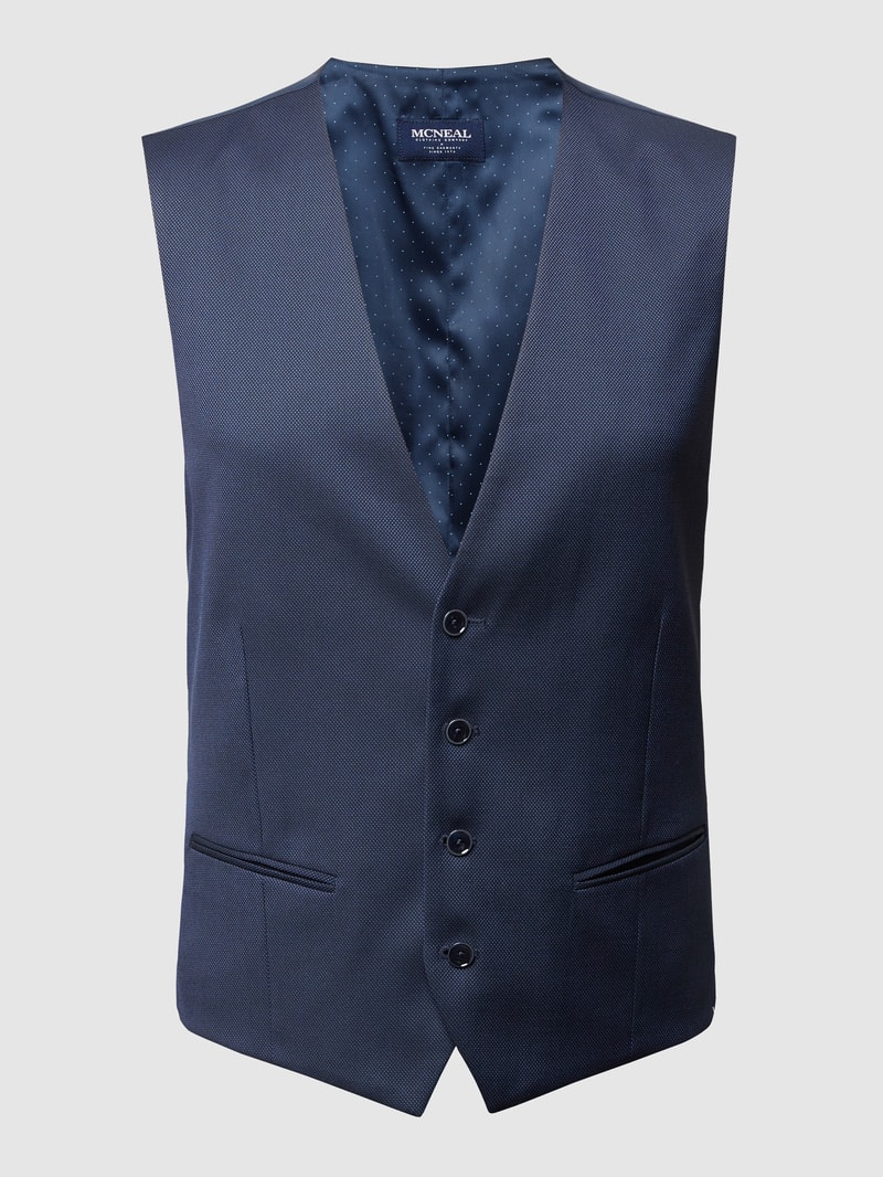 Slim Fit Weste mit Webmuster in marineblau