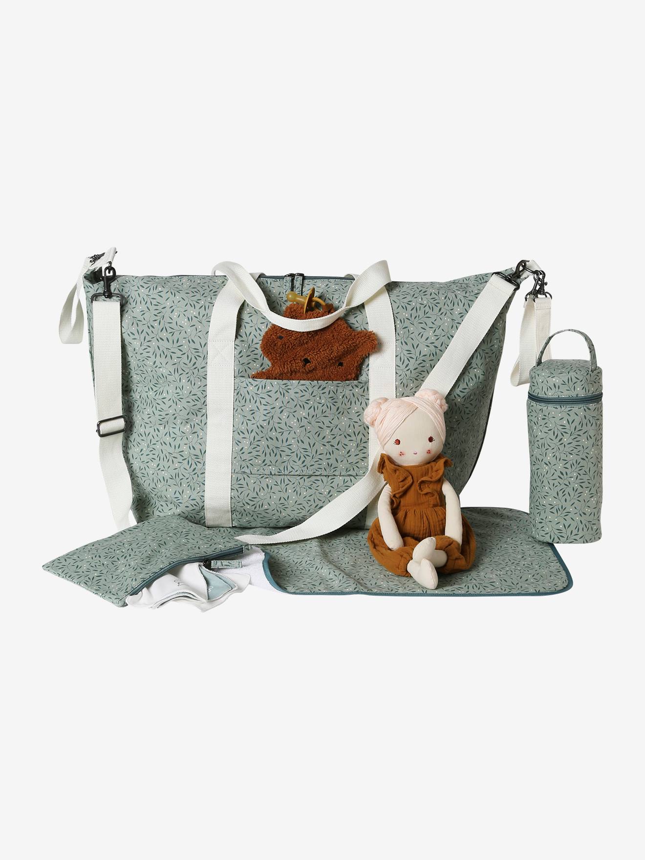 Vertbaudet Weekender Wickeltasche MALAGA - weiß/grün bedruckt