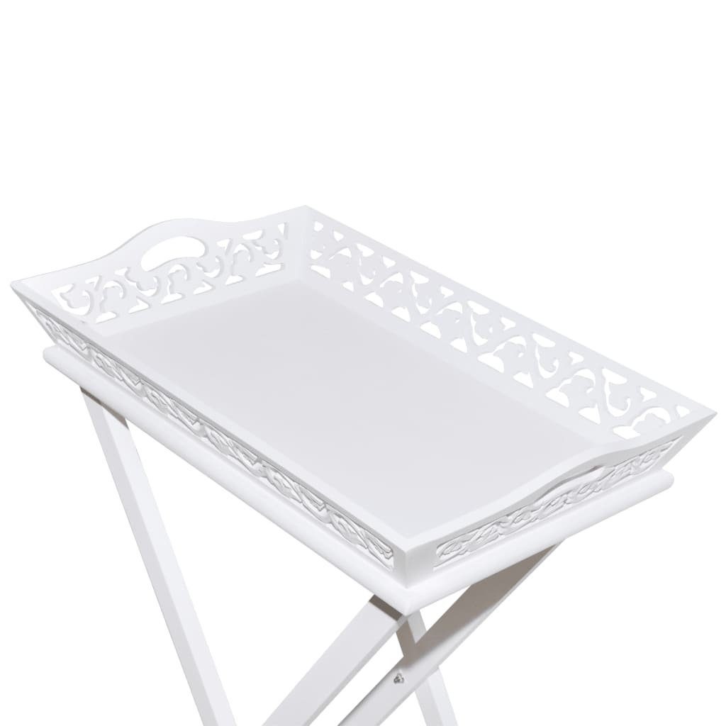 vidaXL Beistelltisch Serviertisch/Beistelltisch mit Tablett Weiß (1-St)