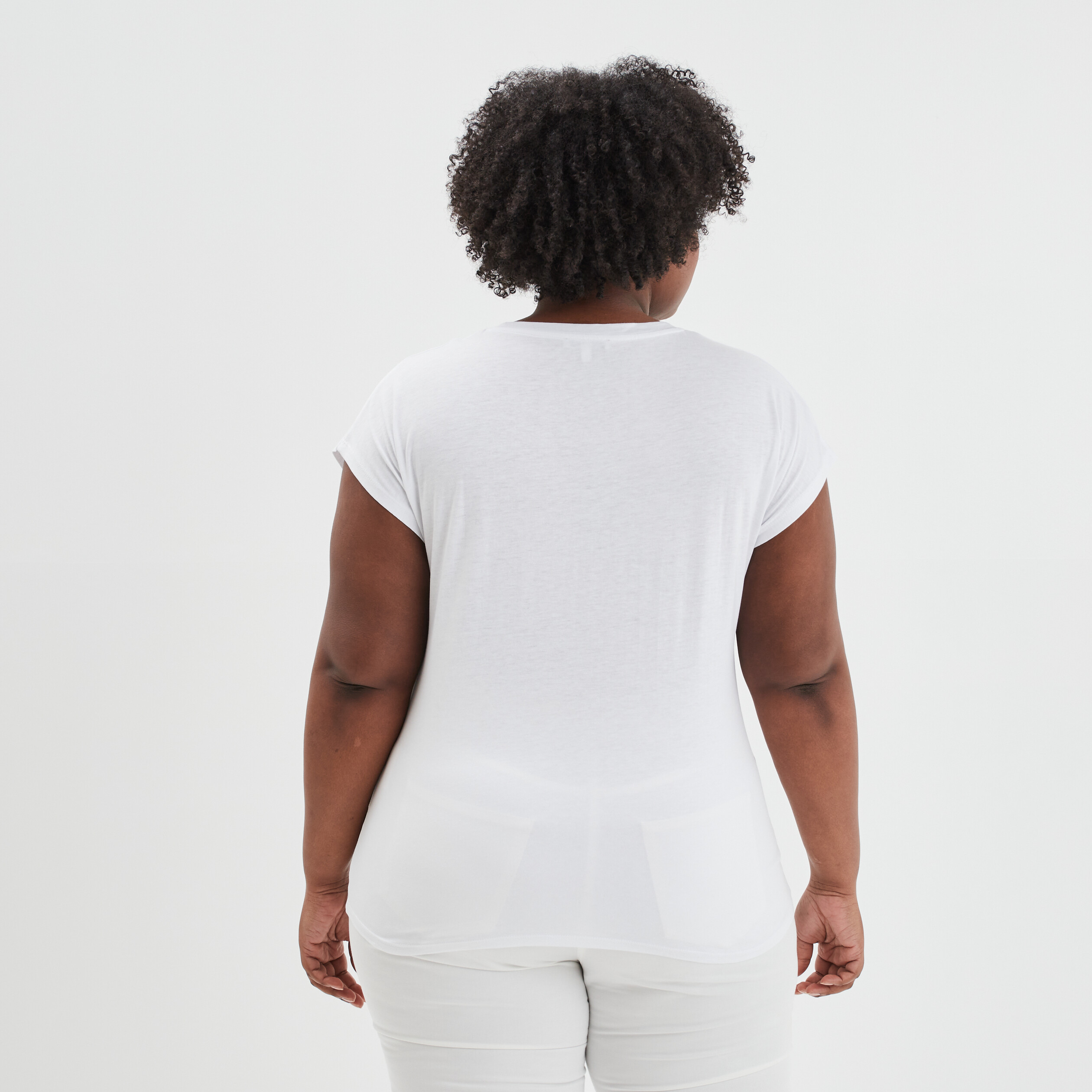 T-shirt droit manches courtes Modavista blanc femme grande taille | La Halle
