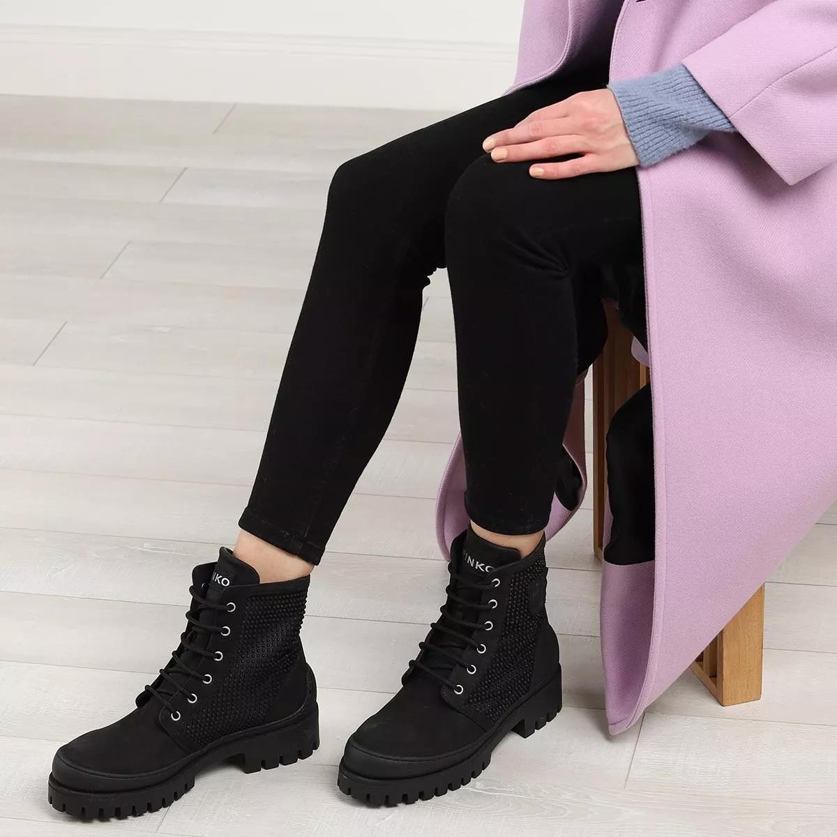PINKO Schnür-Stiefeletten schwarz Schnürstiefel