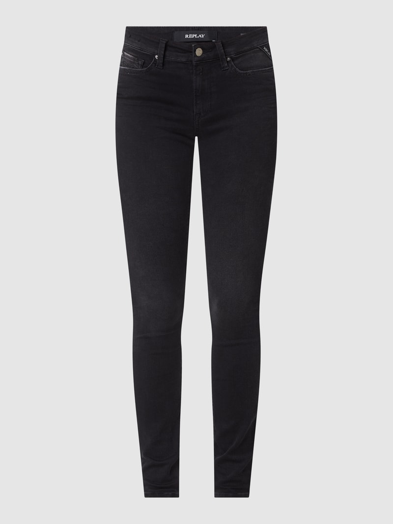 Skinny Fit Jeans mit Stretch-Anteil Modell 'Luzien' HYPERFLEX in schwarz
