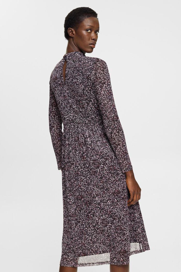 Gemustertes Mesh-Kleid mit Mock-Neck