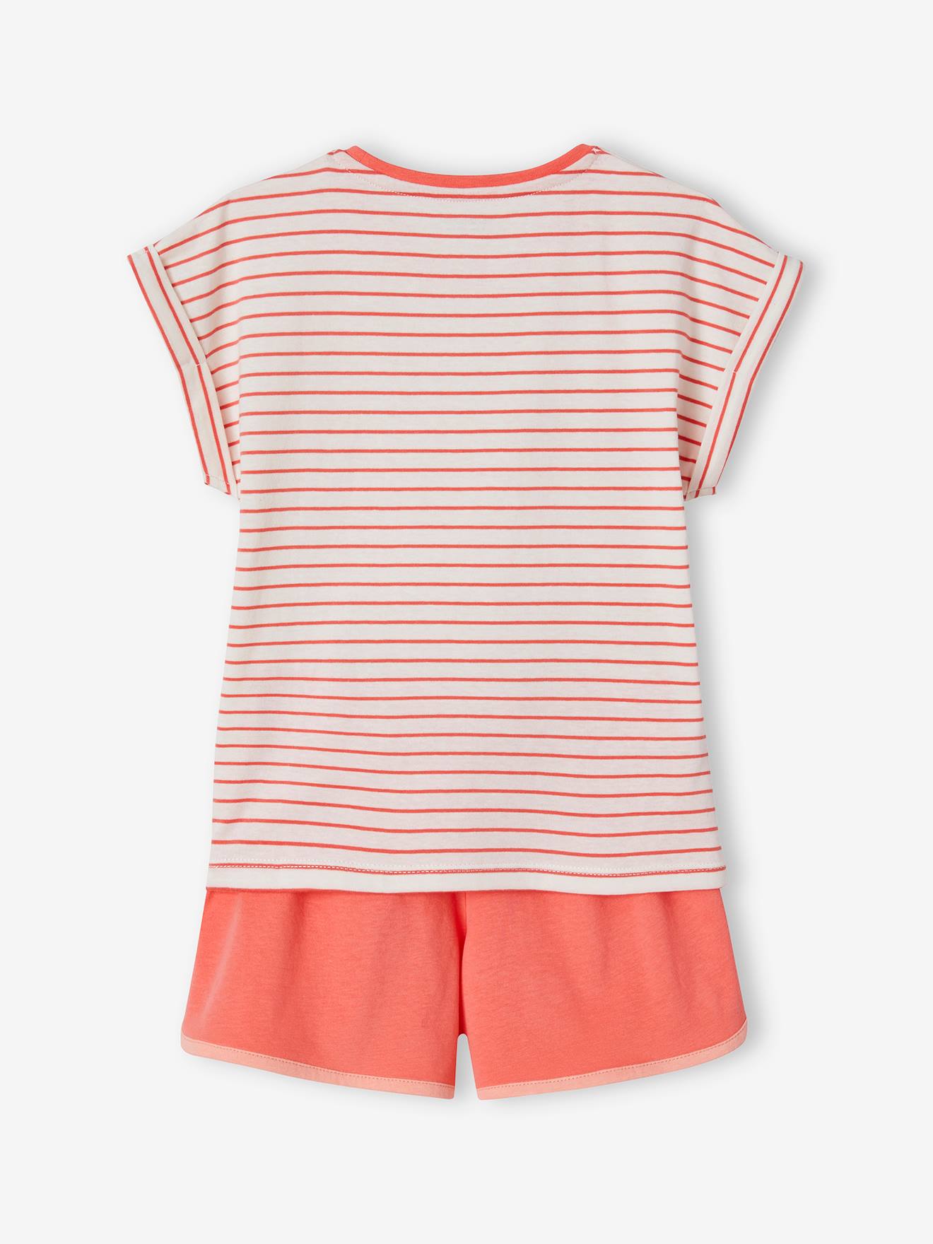 Pyjashort style sport fille corail