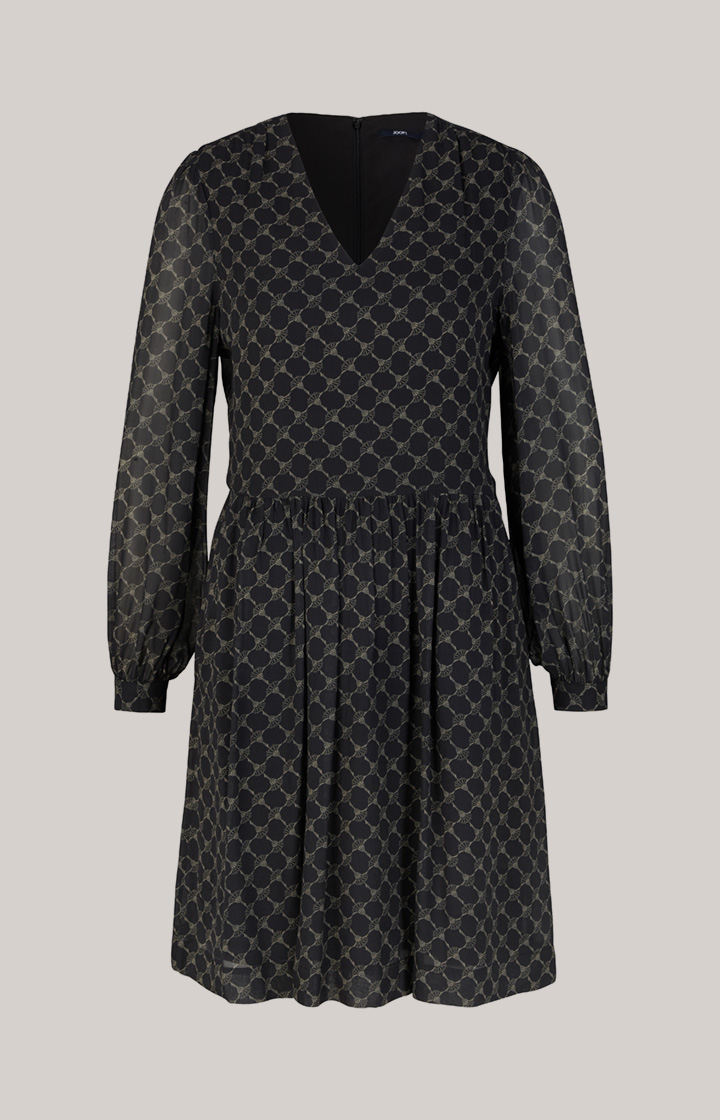 Viskose-Kleid in Schwarz/Grau gemustert