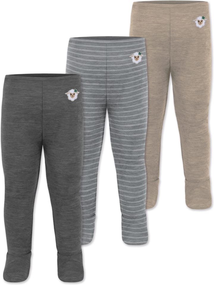 Normani Outdoor Sports 3er Pack Baby Merino Unterhose mit Füßen in Beige/Grau/Anthrazit günstig kaufen