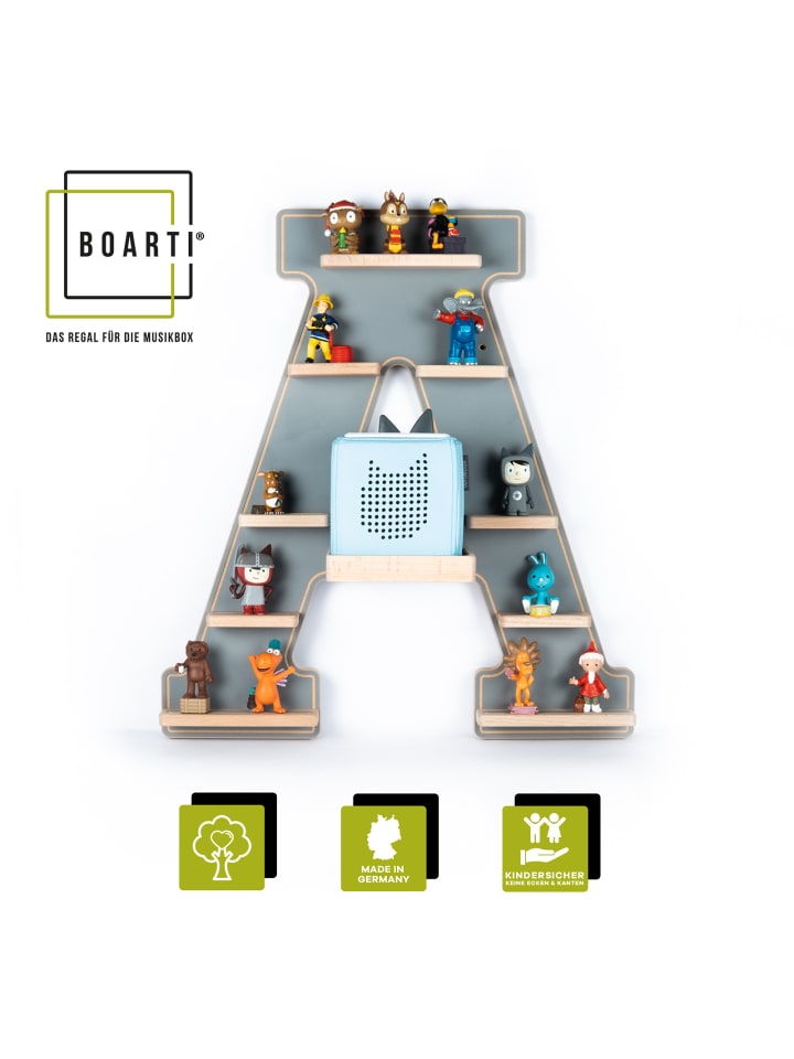BOARTI Holz Regal Buchstabe A für Toniebox Tonies Figuren in Grau günstig kaufen onesize