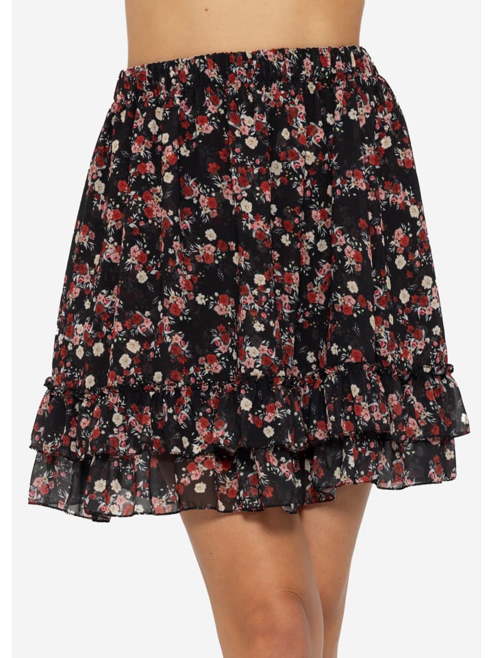 SASSYCLASSY Volants Rock mit Rüschen in Schwarz, Rot günstig kaufen S