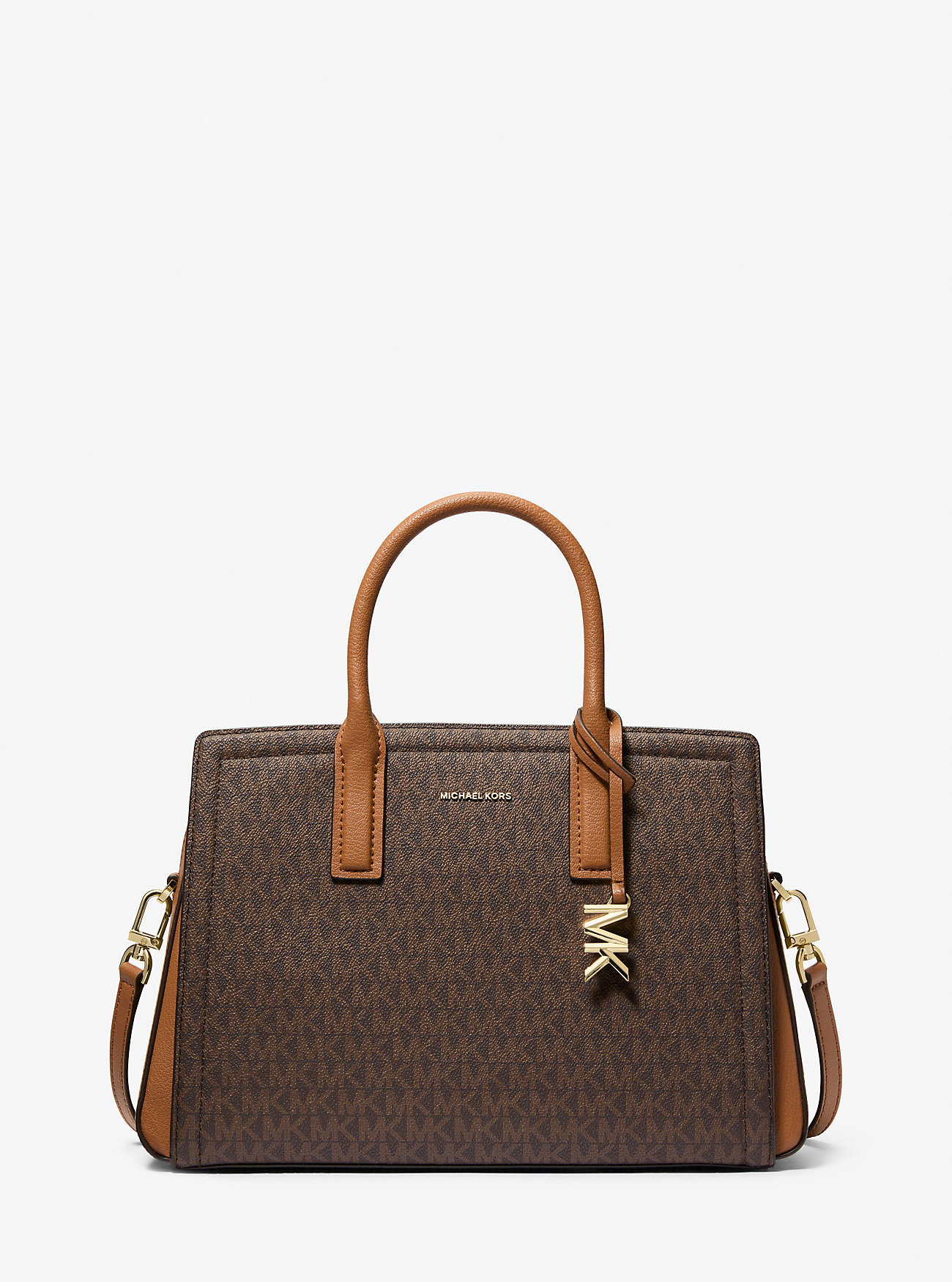 Laila Medium Signature Logo Satchel - BRN/ACORN
