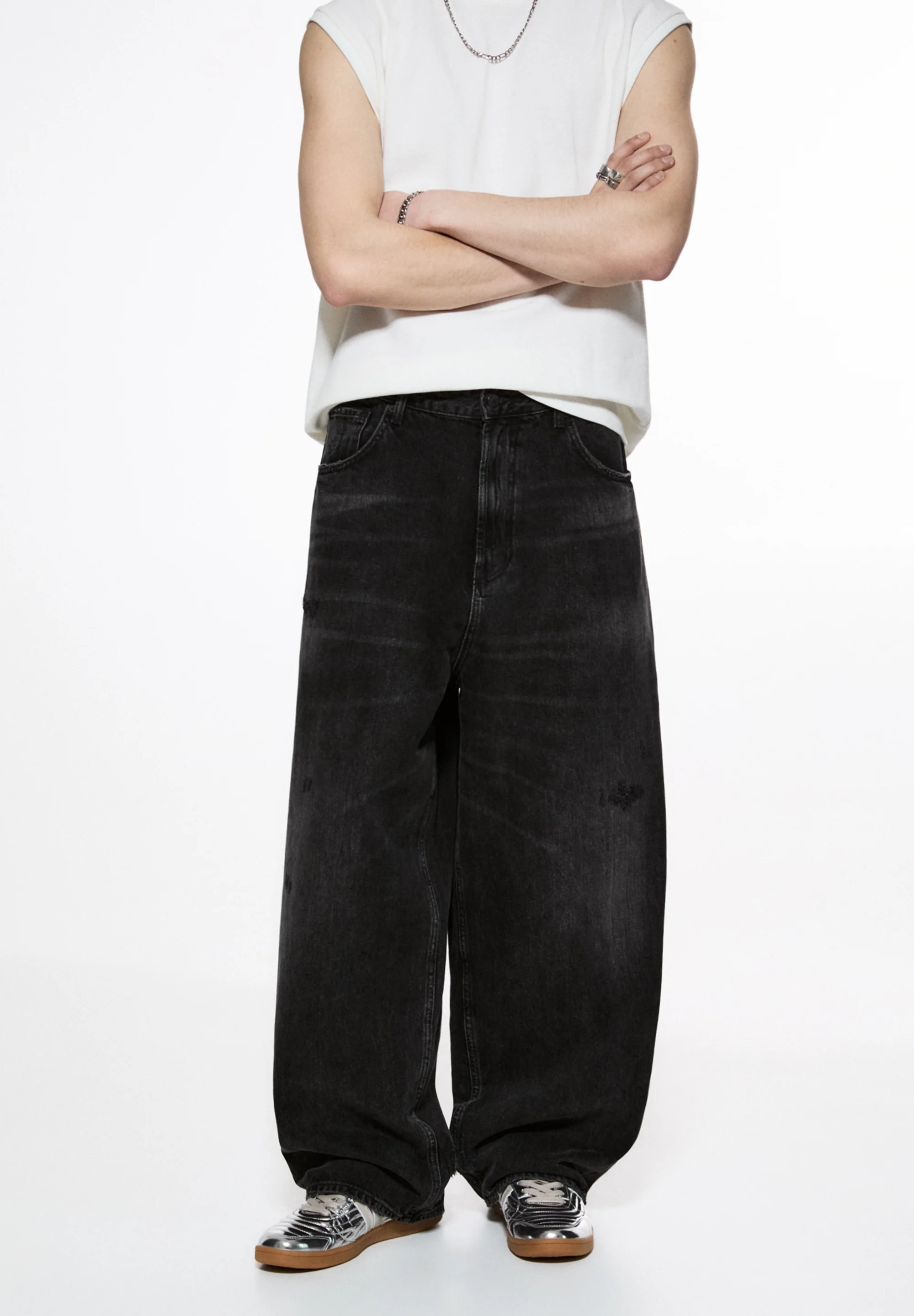 PULL&BEAR SUPER BAGGY - Vaqueros pitillo