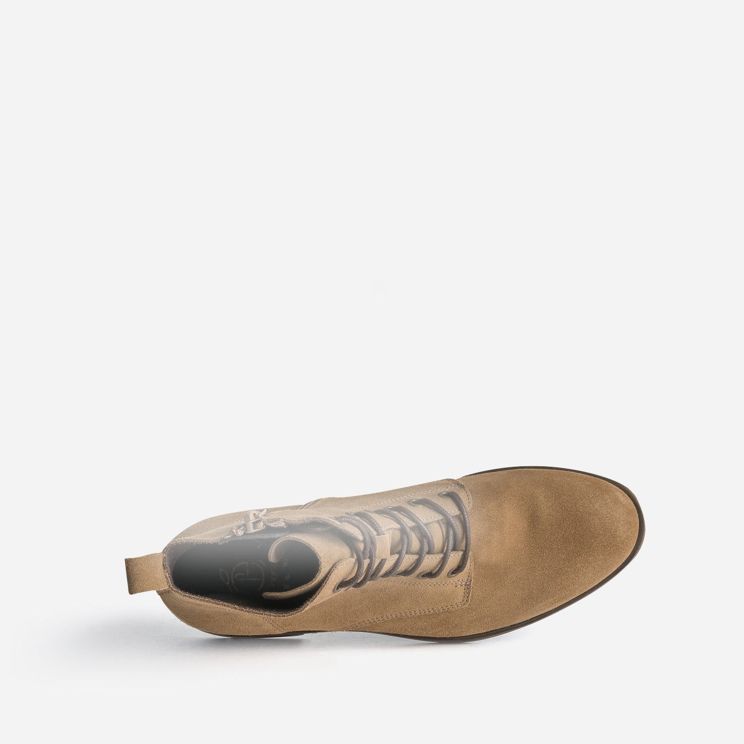 Bottine taupe éco-conçue en cuir velours