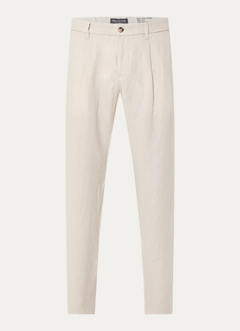 Pantaloni chino Marc O'Polo Osby din in, cu croială plisată și croială mulată