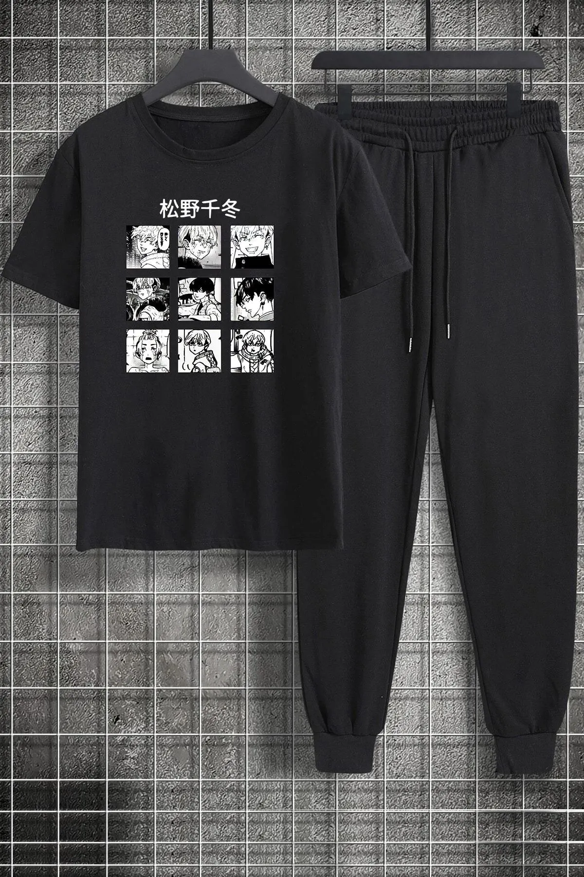 uyguntarz  Unisex Ken Kaneki bedrucktes 2-teiliges Trainingsanzug-Set
