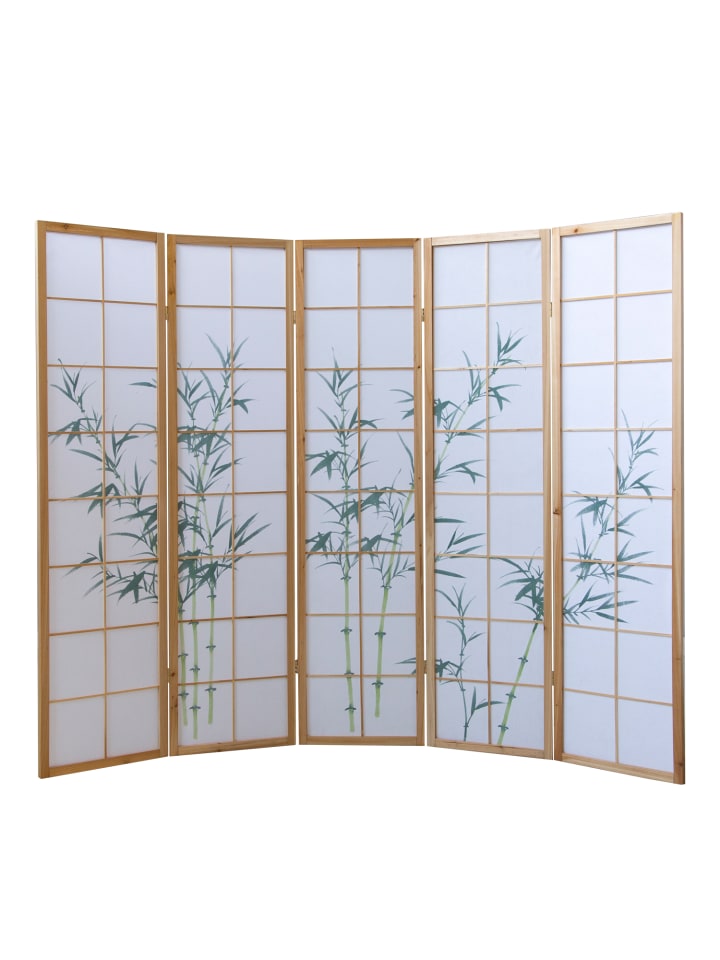 Homestyle4u 5-tlg. Paravent Shoji in Braun Bambusmuster 220x175 cm günstig kaufen onesize