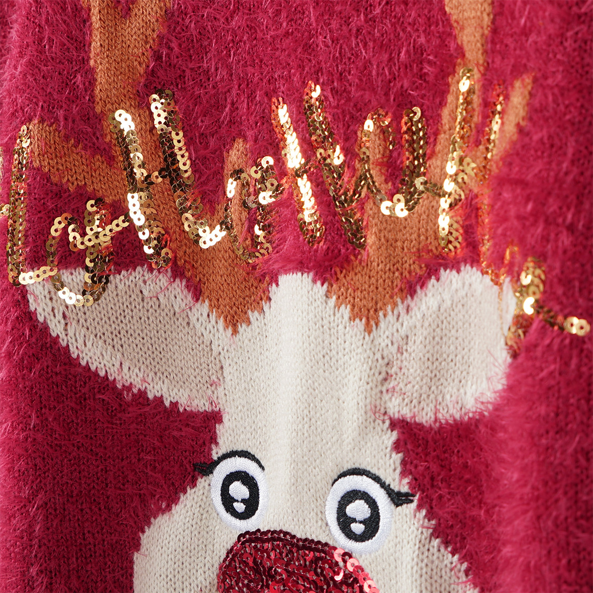 Mädchen Weihnachtspullover mit Pailletten rot
