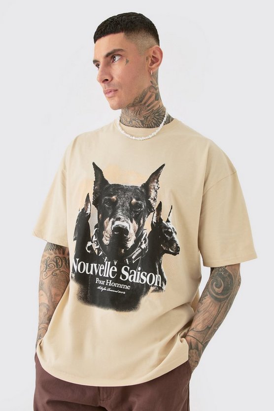 Tall Oversize T-Shirt mit Dobermann Print