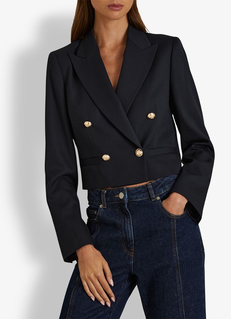 Reiss  Leigh cropped double-breasted blazer in wolblend