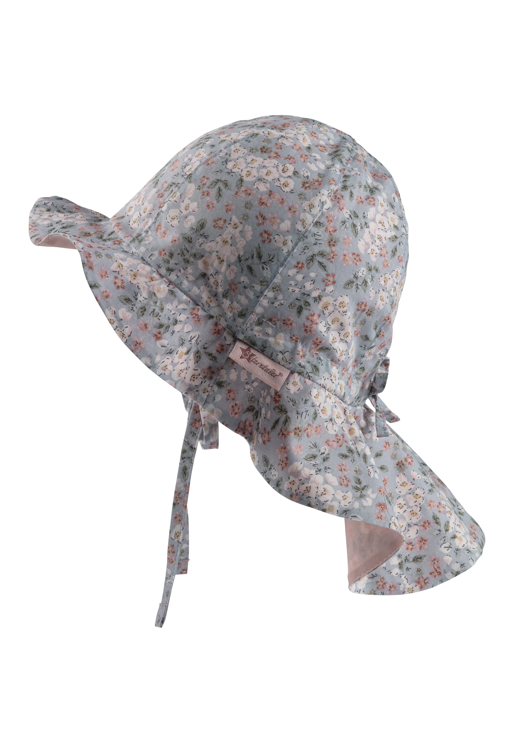 Sonnenhut mit Millefleurs-Muster in grün oder blau