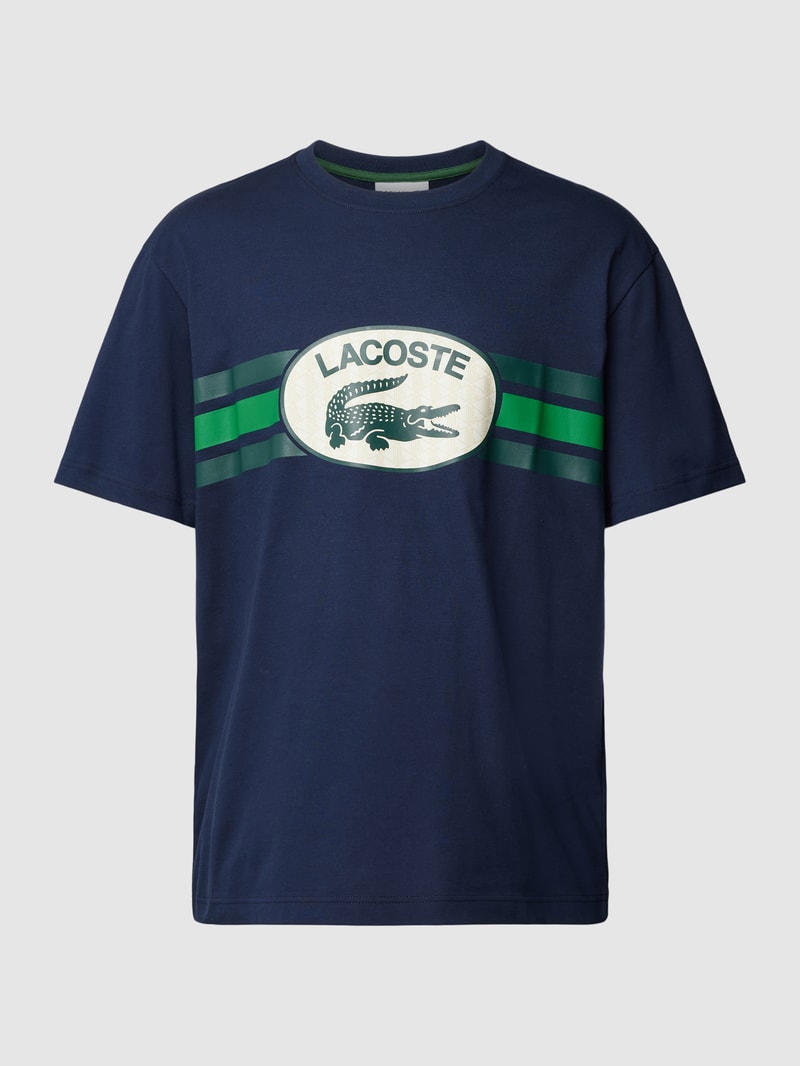 T-Shirt mit Label-Print in dunkelblau