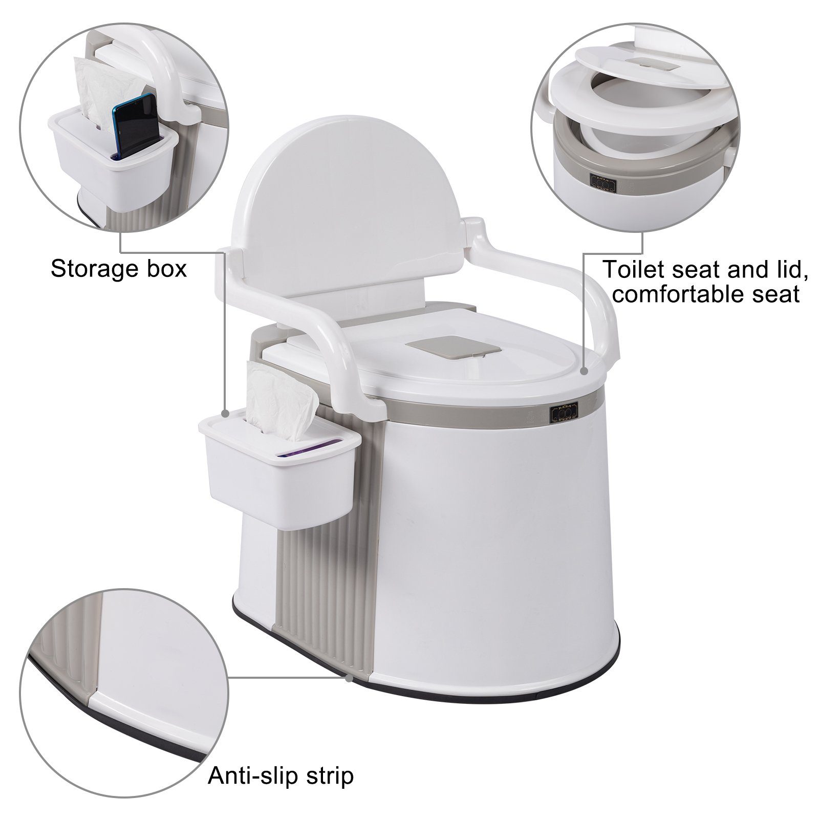 FCH Campingtoilette Tragbare mit Sitz, Deckel, Papierhandtuchbox, Camping