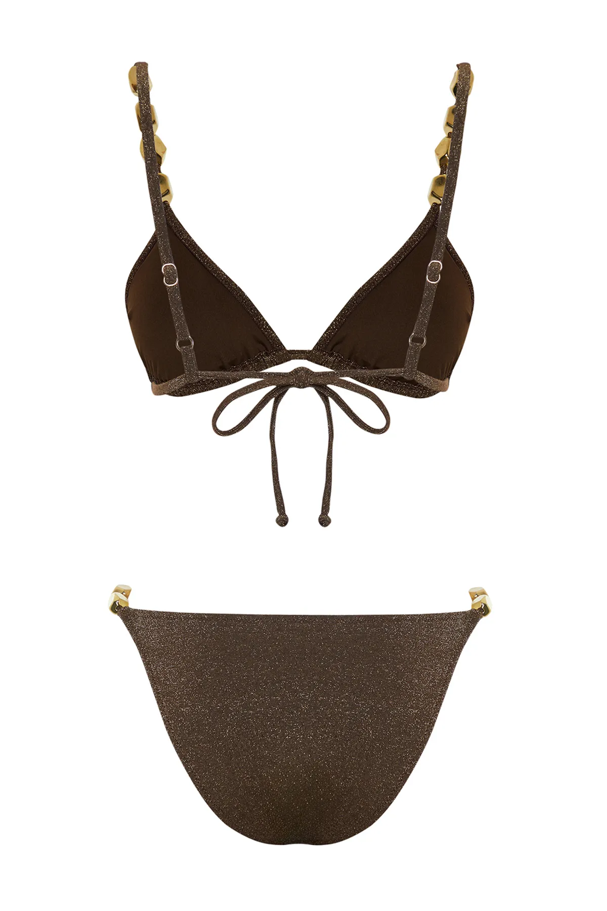 Trendyol Collection  Zeynep Tosun Braunes Bikini-Set - Accessoire-Details, TCLSS24BT00001