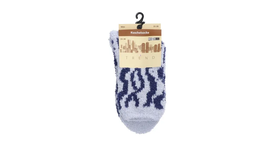 MOVE UP Damen Kuschelsocken Zebra blau