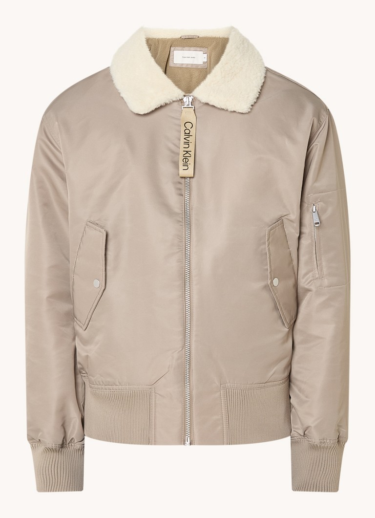 Calvin Klein bomber jacket with flap pockets and teddy collar