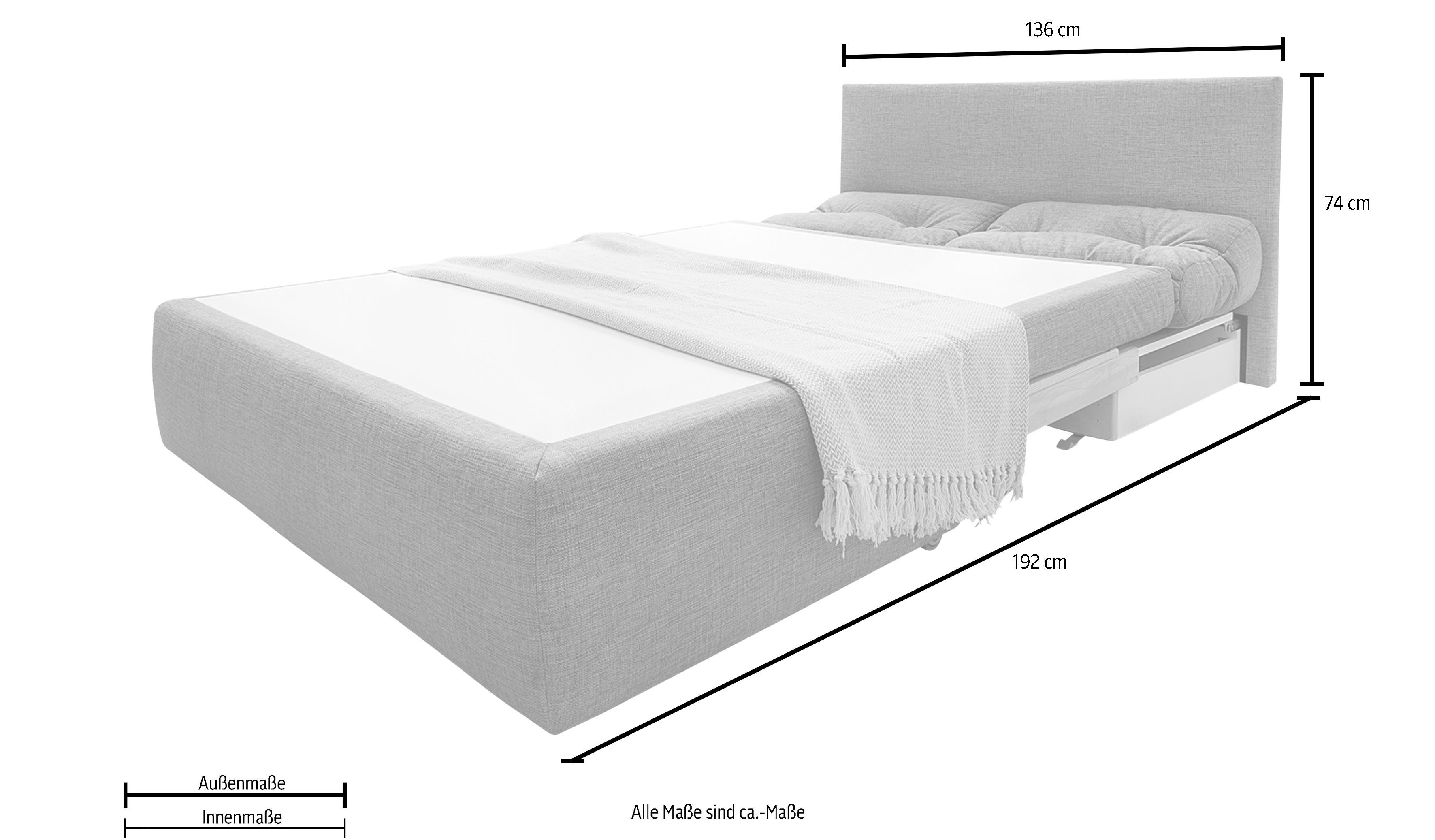 Jockenhöfer Gruppe Schlafsofa Torben, Platzsparendes Sofa mit Gästebettfunktion und Stauraum