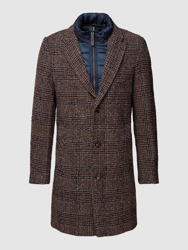 Mantel mit herausnehmbarem Reißverschluss Modell 'Wool Coat' in mittelbraun meliert