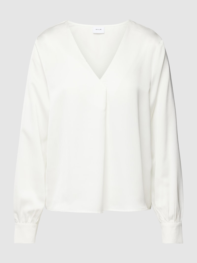 Bluse mit V-Ausschnitt Modell 'ELLETTE' in offwhite