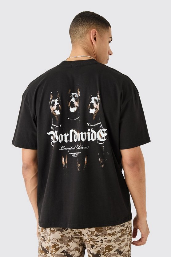 Kastiges Oversize T-Shirt mit Worldwide-Print