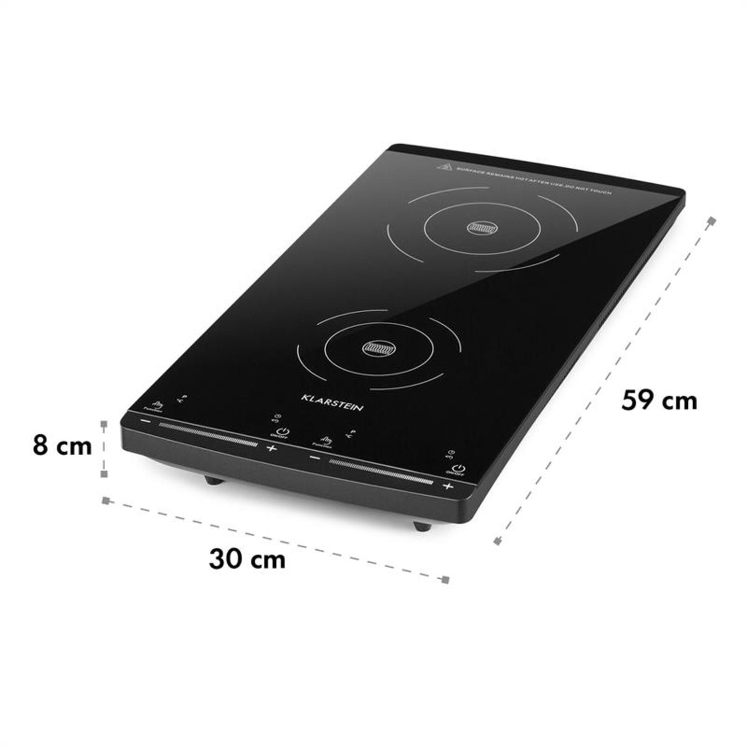 Klarstein Induktions-Kochfeld VariCook Slim Induktionskochfeld 2 Kochplatten 2900W 60-240 °C schwarz CP3-Varicook-Slim-Do, Doppel Induktionskochplatte 2 Kochfelder Platten Camping mobil