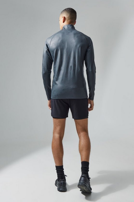 Man Active Slim-Fit Oberteil mit Print und Reißverschluss