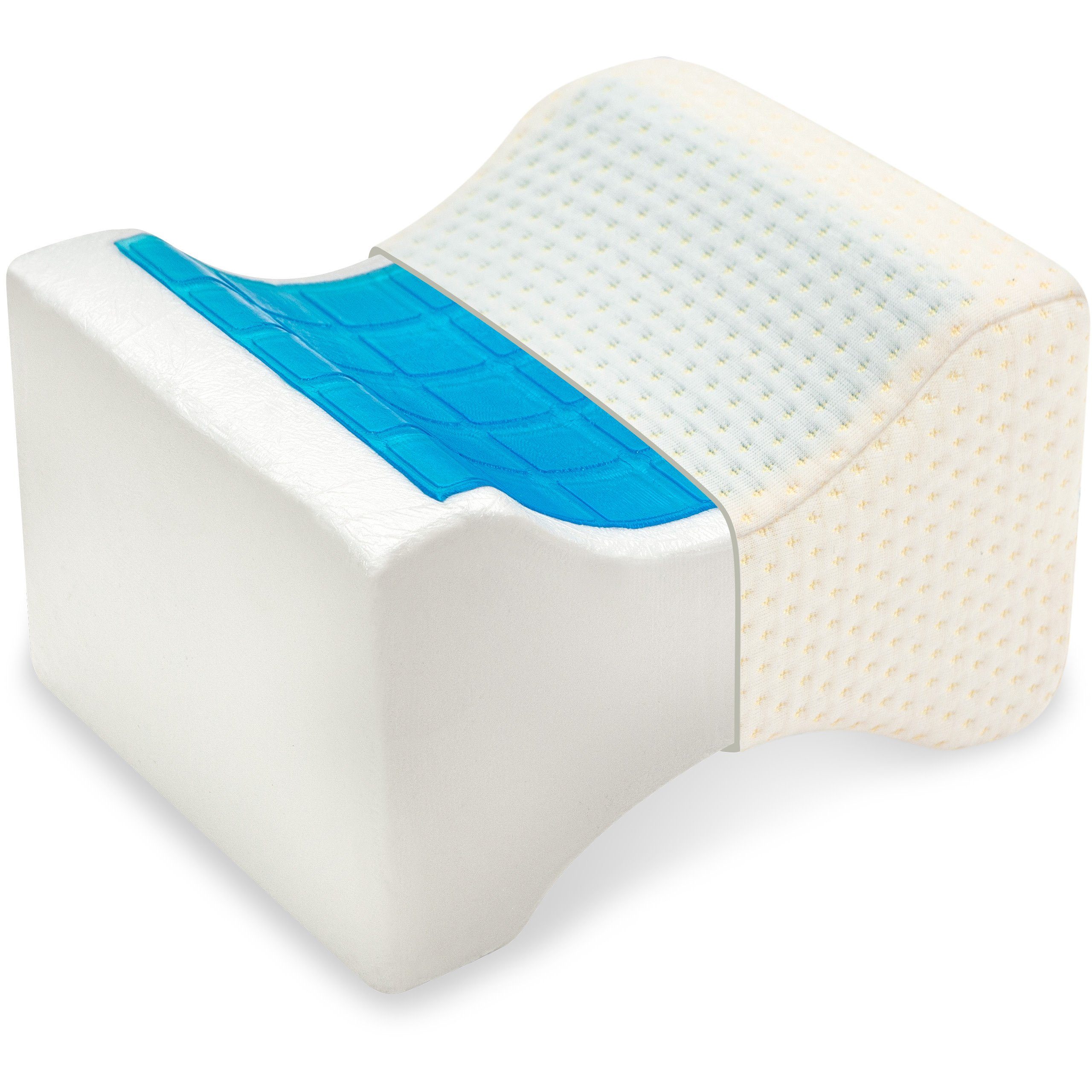 Vitabo Kniekissen Vitabo Kniekissen mit Memory-Schaum und kühlendem Gel-Polster, praktisches Beinkissen für Seitenschläfer, Lagerungskissen mit Massage-Effekt, 24,5 x 14 x 20 cm, (1-St), 24,5 x 14 x 20 cm