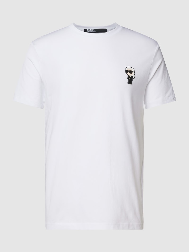 T-Shirt mit Motiv-Patch in weiß